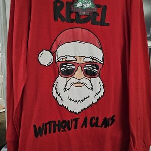 REBEL WITHOUT A CLAUS SHIRT! SIZE LARGE! NWTS! MENS LONG SLEEVE!